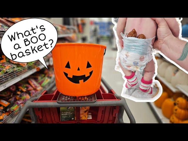 Let's make a BOO basket! Huge Diaper Blowout!! Poop Explsion for silicone baby doll| nlovewithrebo..