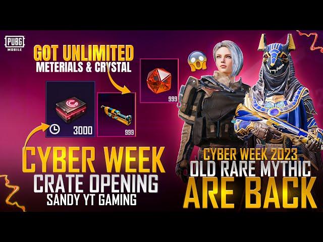 OLD RARE MYTHIC CYBER WEEK 2023 | CRATE OPENING CYBER WEEK EVENT FREE 3000 CRATES  PUBG MOBILE 