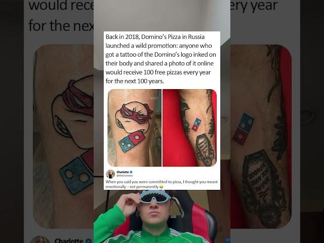 Domino's Pizza in Russia launched a wild promotion: anyone who got a tattoo of the Domino's logo