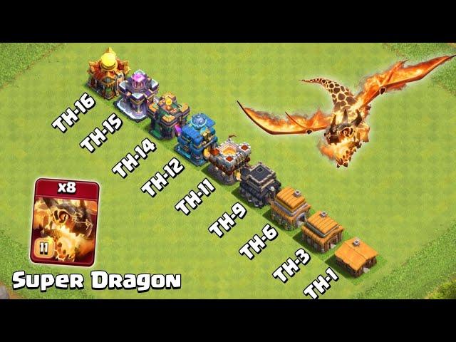 Every Level Town Hall vs Super Dragon | Clash of Clans