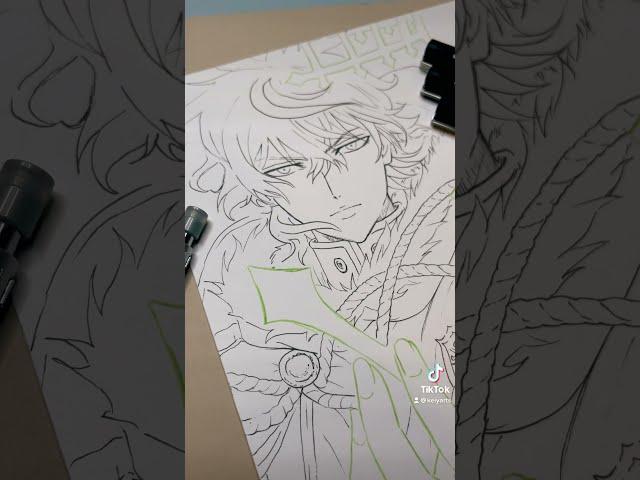 Drawing Yuno Black Clover  Part 1: #inking #shorts #anime #art tiktok storytime (mrballen)