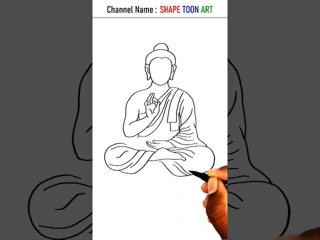 Lord Buddha drawing sitting on lotus flower - How to draw gautama buddha drawing