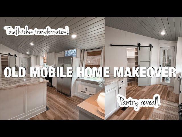 THE MOBILE HOME KITCHEN REMODEL IS COMPLETE! Old double wide trailer complete transformation!