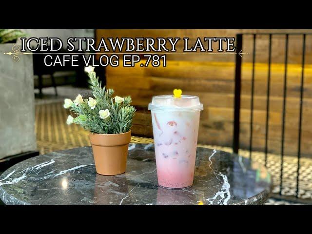 Cafe Vlog EP.781 | Iced Strawberry Latte | Non coffee drinks | Strawberry drinks