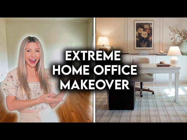 EXTREME HOME OFFICE MAKEOVER | DIY BUILT-INS + WALL MOULDING