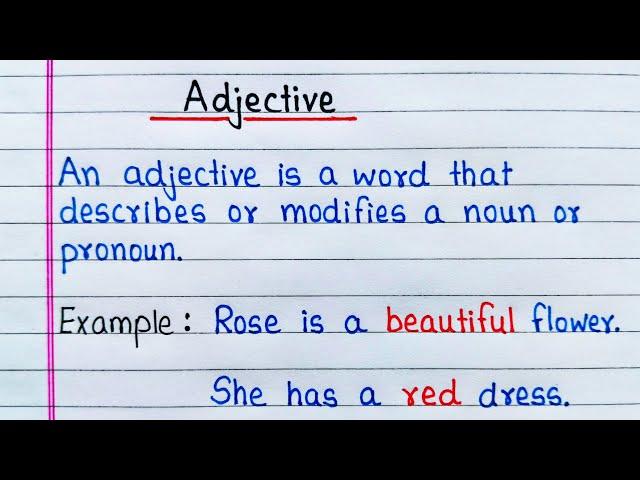 Definition of Adjective with example | What is Adjective | Types of Adjectives | English Grammar