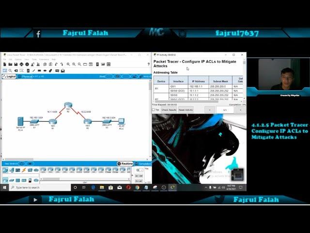 4.1.2.5 Packet Tracer - Configure IP ACLs to Mitigate Attacks