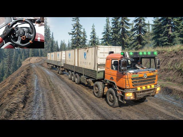 SnowRunner - Hauling Container Loaded Trailer With F 3000 | Logitech G29 Gameplay | #709