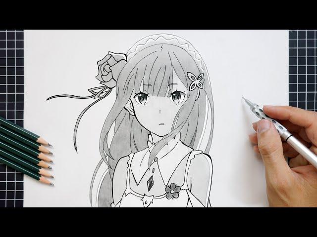 How to Draw Emilia from Re:ZERO | Easy Step by Step Tutorial for Beginners