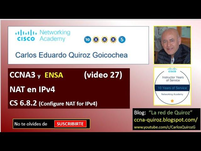 Video 27  -  NAT para IPv4  -   CS 6.8.2  -  Configure NAT for IPv4