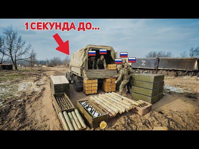 1 СЕКУНДА ДО УДАРА! HIMARS уничтожил российский грузовик прямо во время разгрузки боекомплекта!