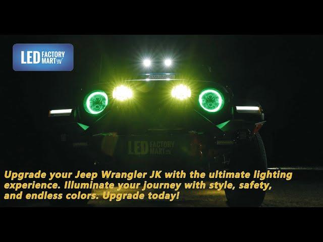 LED Factory Mart 9" Jeep JL JT LED Halo Headlights for 2018-2024 Wrangler & Gladiator