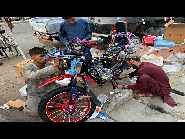 Assembling 200cc 2 Wheels Electric Bike in Afghanistan