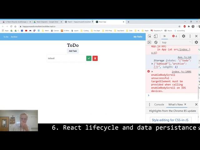 6. React lifecycle and localStorage