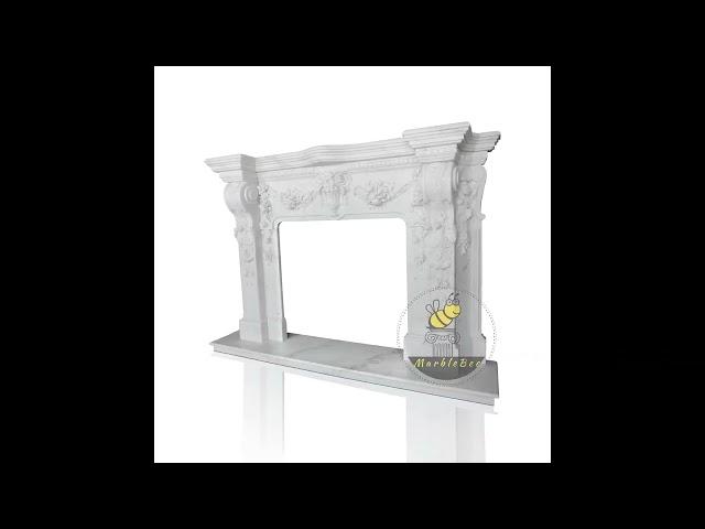 MarbleBee marble fireplace mantel floral carving large mantel with hearth for elegant decor 