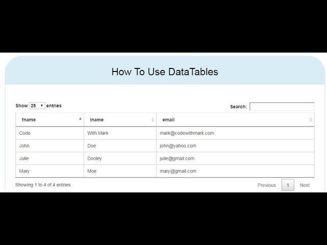 Beginner's Tutorial On Using DataTable jQuery Plugin With Bootstrap CSS - Code with Mark