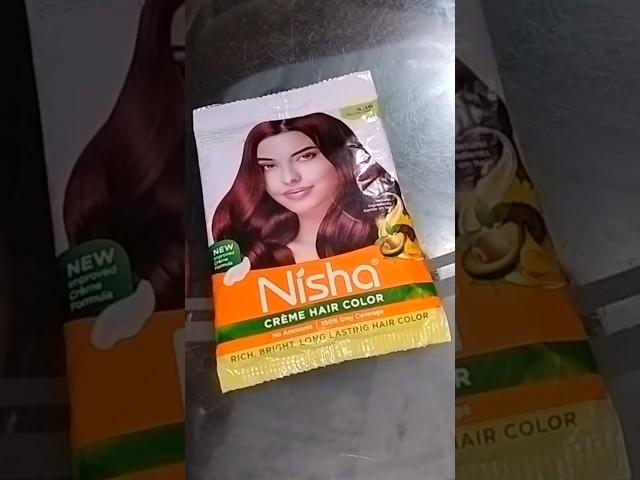 Nisha cream hair color review & demo | Burgundy hair color ta home | hair colour at 30rs#haircolour