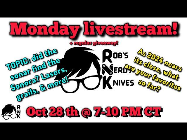 Join the Rob’s Nerdy Knives Monday livestream on 10-28-24 @ 7 PM CT… lasers/grails/2024 favorites!