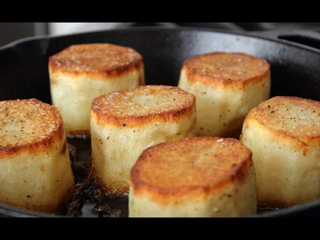 Fondant Potatoes - Crusty Potatoes Roasted with Butter and Stock