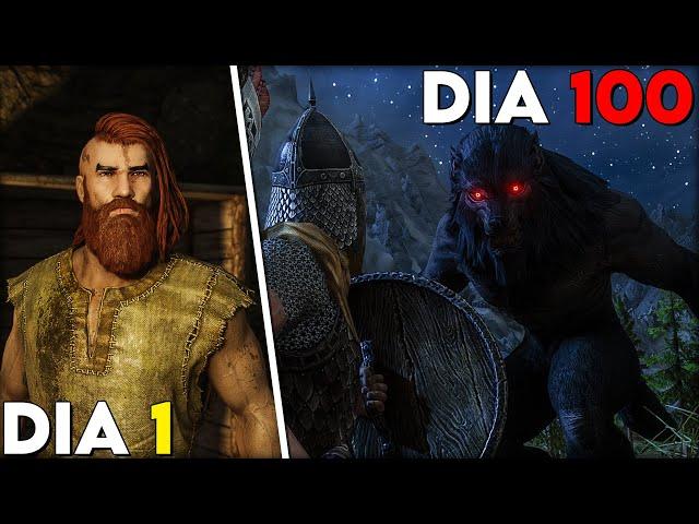 Passei 100 DIAS na dificuldade LENDÁRIA de Skyrim como um LOBISOMEM!  (com MODS)