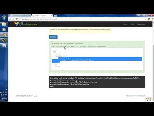 Tutorial How to Generate Module, Model, Crud in Yii2 Framework (Windows)