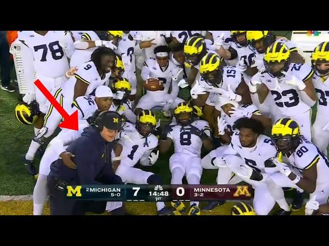 Jim Harbaugh Joins Michigan's Pick Six Celebration 