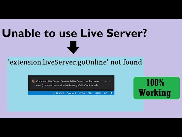 VS Code Live Server Error | extension.liveServer not found | Easy Solution