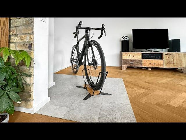 Elegant Bicycle Floor Stand by PARAX - Made in Germany - Solid Oak Wood and Steel