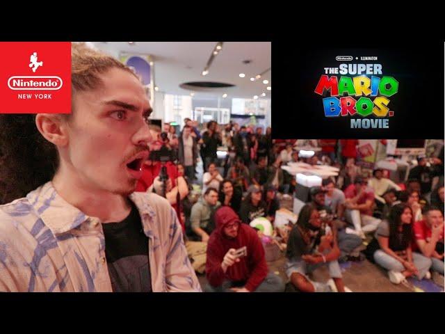 LIVE CROWD REACTION to The Super Mario Bros. Movie TRAILER at NINTENDO NY 10/6/22