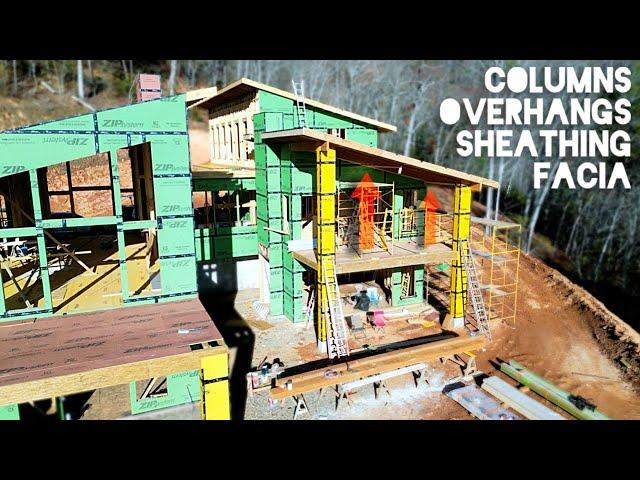 Construction of a MEGA sized Modern Home PT 60 | Massive Overhangs and Roof Sheathing