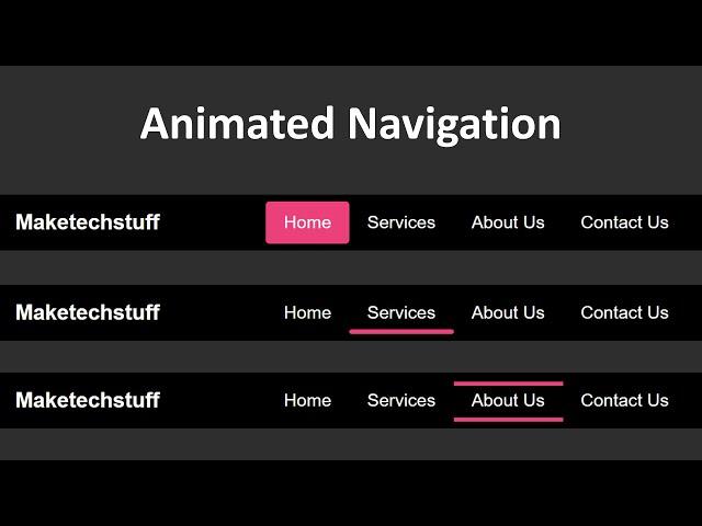 How to Make an Animated Navigation Bar using HTML, CSS and JavaScript.