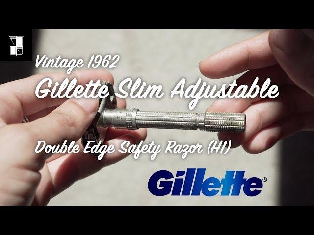 Vintage 1962 Gillette Slim Adjustable Double Edge Safety Razor H1