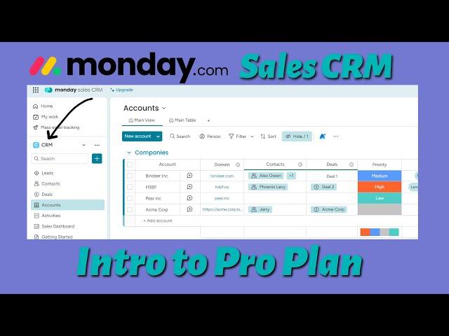 Intro to Monday.com Sales CRM Pro Plan