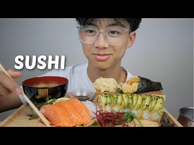 SUSHI *Salmon Sashimi, Victoria roll with Dynamite Cone and Miso soup | N.E Let's Eat