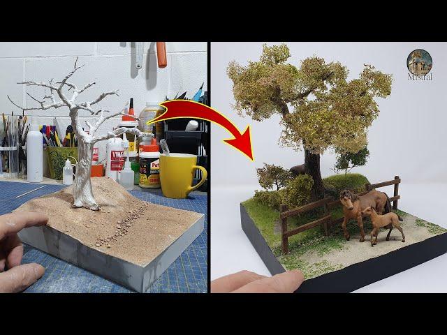 Equestrian Diorama Delight: TUTORIAL - Crafting a Serene Scene with Mare, Foal, and Woodland Wonder.