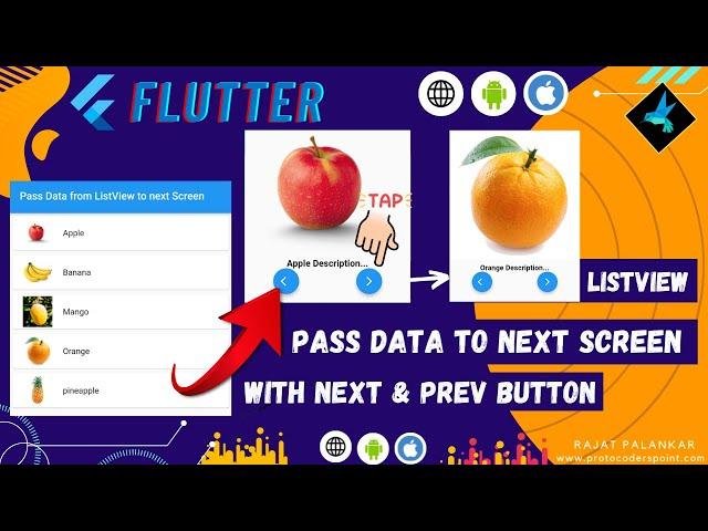 Flutter Listview OnTap Pass Selected Data to Next Page, with Next & Previous Button to switch items