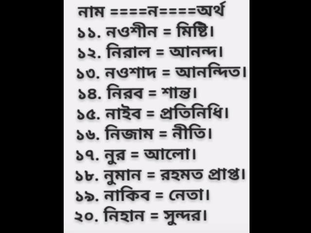 N.ন. দিয়ে ছেলেদের ইসলামিক নাম ও অর্থ। নতুন হইলে সাবস্ক্রাইব করুন।