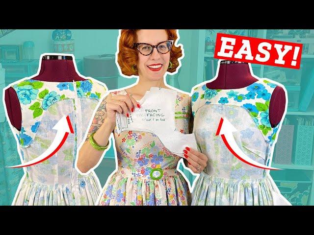 How to sew an all-in-one facing for a dress (Goodbye flipping facings!)