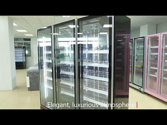 Newest design! Glass doors beverage cooler chiller fridge display refrigerators factory