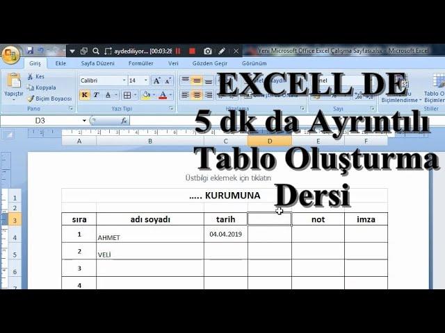 Excel de 5 Dakikada En Hızlı Tablo Hazırlama Dersi | Youtube de En Çok İzlenen Video