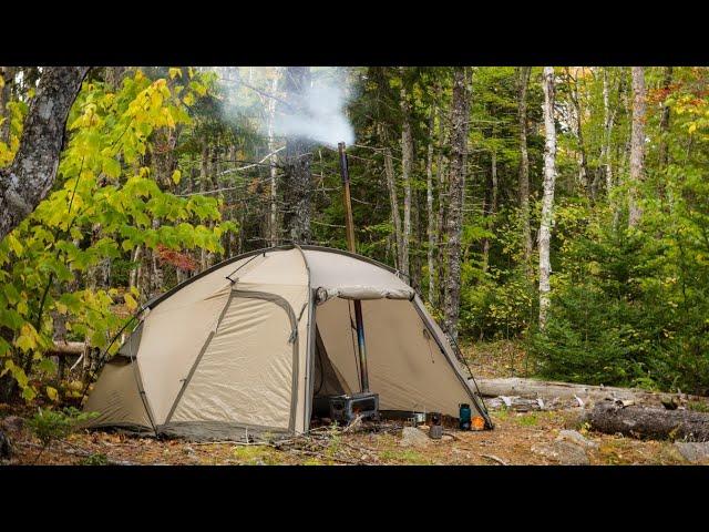 Hot Tent Solo Camping Adventure In Fall