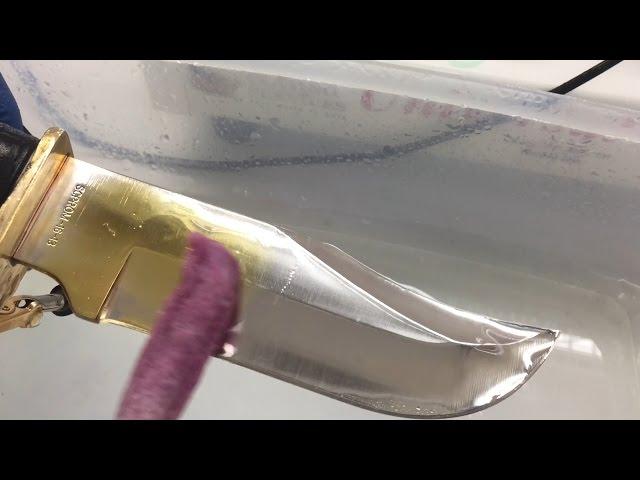 24K Gold Plating on Knife - Stainless Steel - Brush Plating Demo