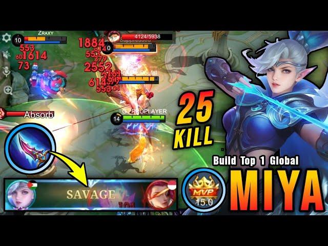 Miya SAVAGE!! Insane One Hit Damage Build (MUST TRY) - Build Top 1 Global Miya ~ MLBB