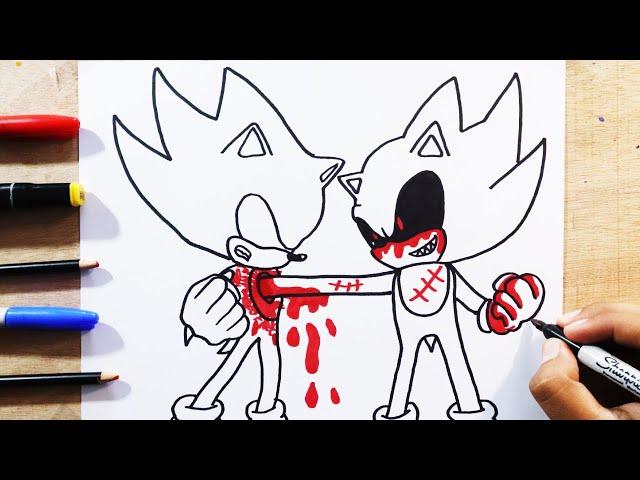 COMO DIBUJAR A DARK SONIC VS SONIC.EXE