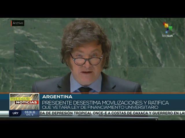 El presidente de Argentina confirma que vetará la ley de financiamiento universitario