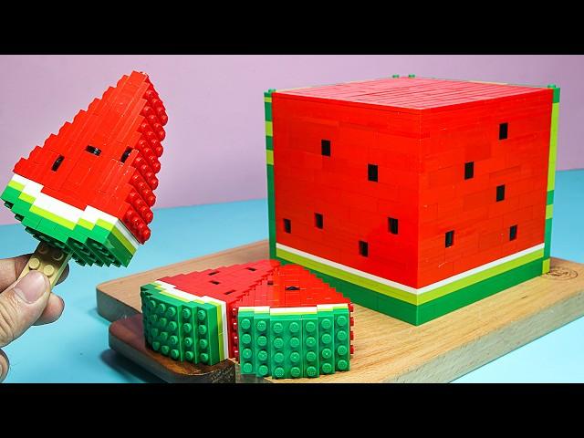 Best of LEGO SQUARE Watermelon Cutting Ice Cream Compilation | Expensive RARE Food in LEGO