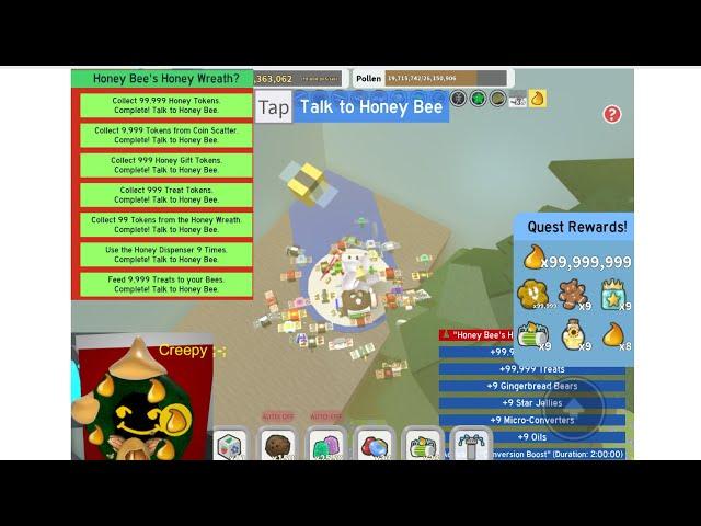 Honey bees honey wreath? Handed in! Bee swarm simulator roblox