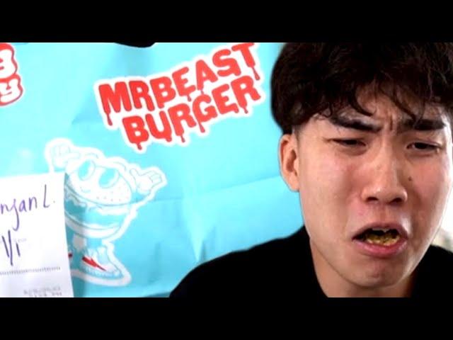 RiceGum Tries The Mr Beast Burger For The First Time