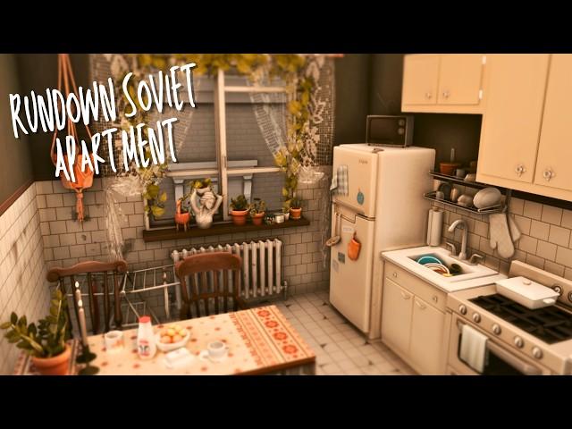 Rundown (but cozy) Soviet Style Apartment || Sims 4 Speed Build || CC List