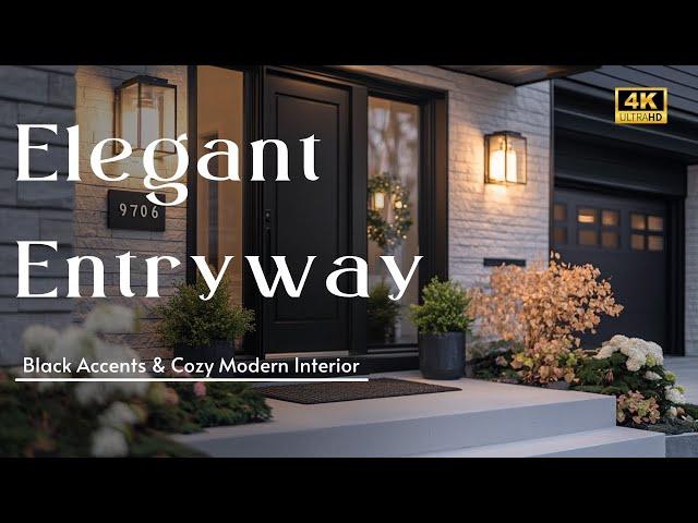 Elegant Entryway Design with Black Accents & Cozy Modern Interior for Ultimate 2024 Home Makeover